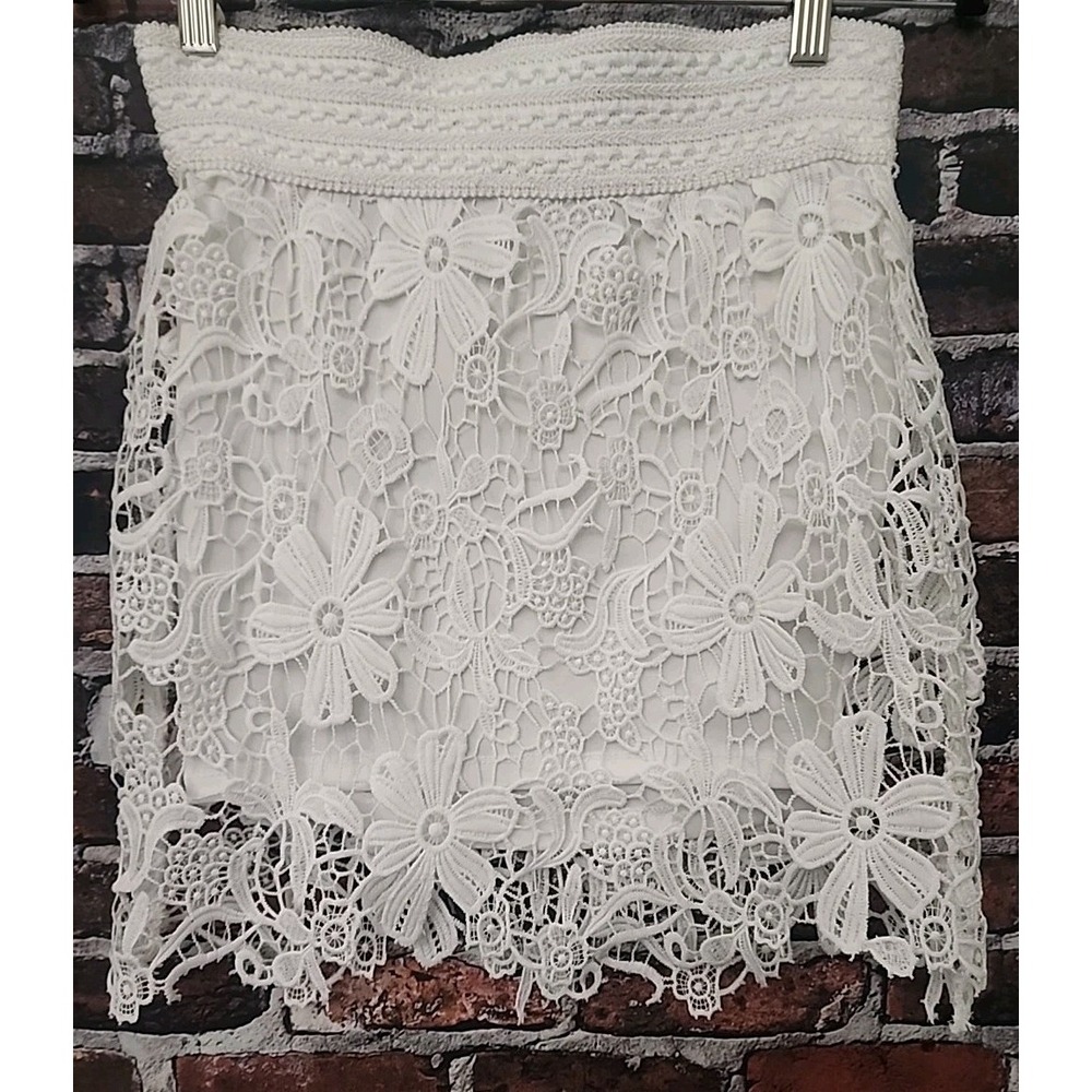 Decree Crochet Skirt White Small Beach Swim Cover Up Bride Bachelorette Bridal